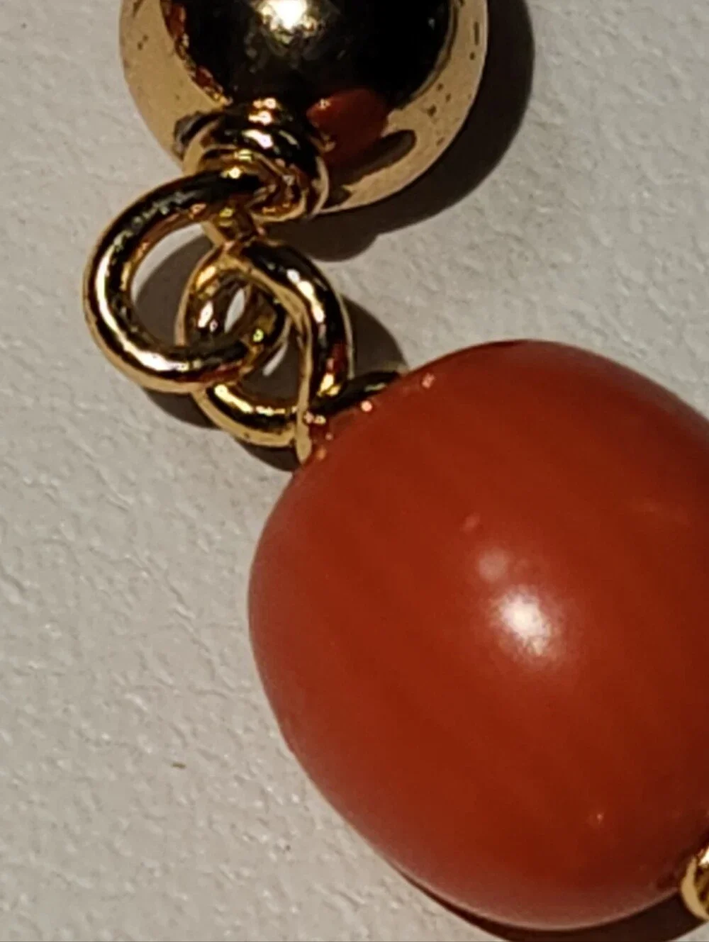 #2604, Signed ( Ls, 14K) Gold plated Baby Bracelet, Japanese Momo Coral, 5.5